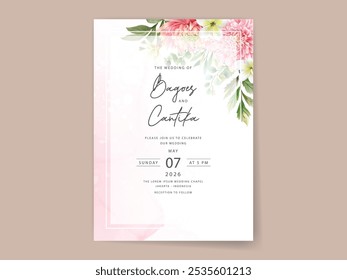 hand painted chrysanthemum wedding invitation card template