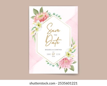 hand painted chrysanthemum wedding invitation card template