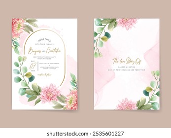 hand painted chrysanthemum wedding invitation card template