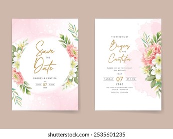 hand painted chrysanthemum wedding invitation card template