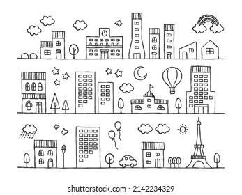 Hand painted cityscape, vector illustration