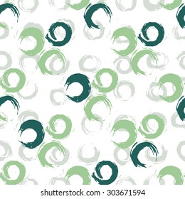 Hand painted colorful round brush strokes seamless pattern. Hand drawn chaotic ink circles. Vector illustration.