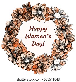 Hand painted colorful wreath of flowers