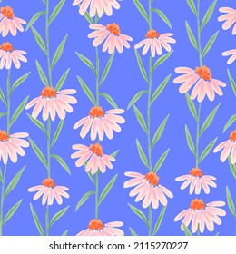 hand painted coneflowers seamless pattern