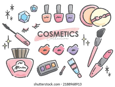 Hand painted cosmetic set. Vector data.
