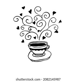 hand painted cup of coffee vector image