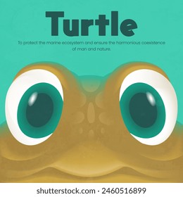 Hand painted cute cartoon turtle illustration