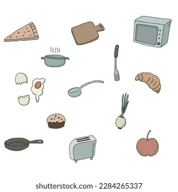 hand painted cute kitchen tools illustration