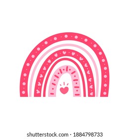 Hand painted cute rainbow Decorated with pink heart shape Valentine's Day card decoration ideas