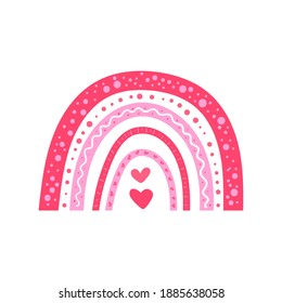 Hand painted cute rainbow Decorated with pink heart shape Valentine's Day card decoration ideas