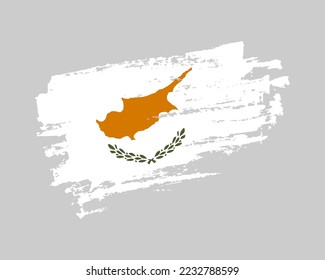 Hand painted Cyprus grunge brush style flag on solid background