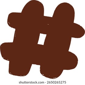 Hand painted dark brown hashtag symbol	