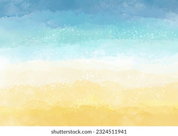 Hand painted decorative beach themed watercolour background 