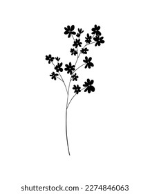 Hand painted delicate thin black twig with small flowers
