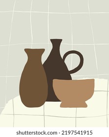Hand painted design with ceramic pottery.