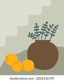 Handgemalt mit Keramik Keramik Keramik, Pflanzen und Obst.