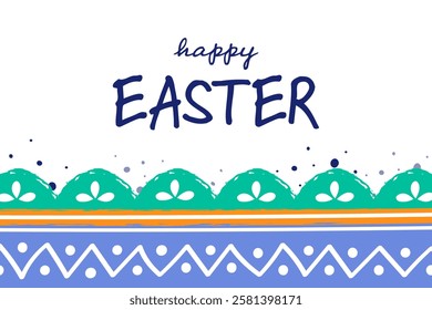 Hand painted Easter egg pattern. Design of a greeting card with decorations. Vector illustration