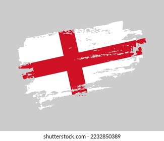 Hand painted England grunge brush style flag on solid background