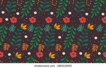 Patrón floral exótico pintado a mano