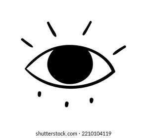 Hand painted eye. Mysticism, fantasy and imagination, occultism. Minimalistic creativity and art. Graphic element for printing on fabric. Poster or banner for website. Cartoon flat vector illustration