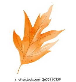 Hand painted fall leaf. Watercolor autumn element for botanical designs, crafts, cards and decorations

