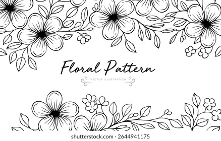 Hand painted floral border illustration