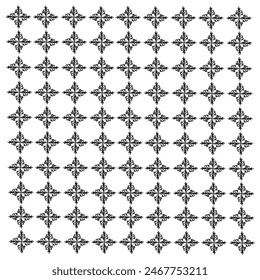 Hand painted floral pattern with black brush on white background usable for web, print, Vector- EPS 10