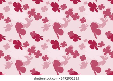 Hand Painted Flower Pattern Vintage 70s Style Flower Background Illustration. Colorful Pastel Color Groovy Artwork Bundle, Y2k Nature Backgrounds With Spring Plants.
