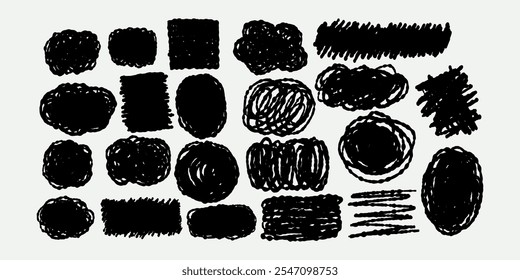 Hand painted frame line doodles set. Hand drawnisolated element. Simple stroke grunge icon. Minimalist cartoon playful  logo