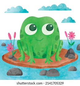 hand painted frog illustration vector