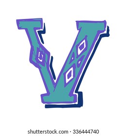 hand painted funny character font vector V