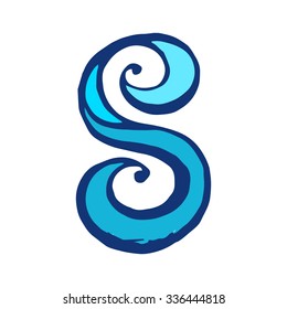 hand painted funny character font vector S