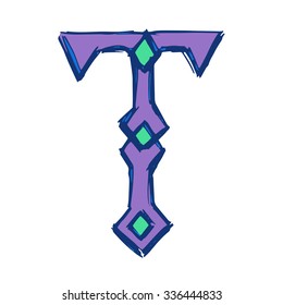 hand painted funny character font vector T