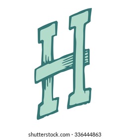 hand painted funny character font vector H