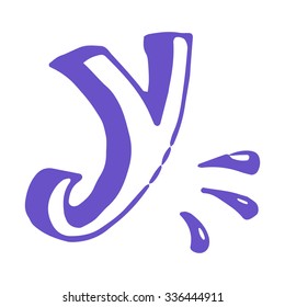 hand painted funny character font vector Y