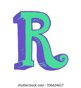 hand painted funny character font vector R