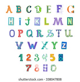 hand painted funny character font vector  creative