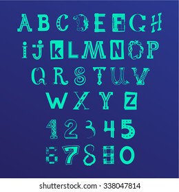 hand painted funny character font vector  creative