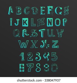 hand painted funny character font vector  creative