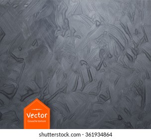 Hand painted gouache gray vector grunge texture.