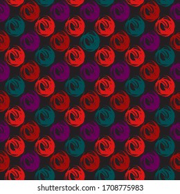 Hand painted grange texture. Ink geometric elements. Watercolor texture. Watercolor pattern with multicolored circles isolated on black background. Watercolor