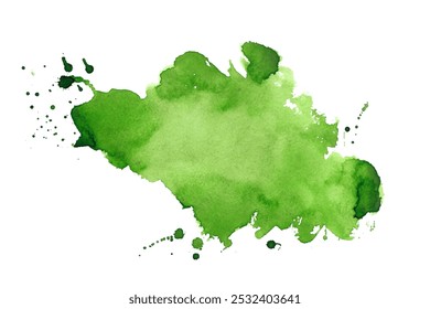 Image vectorielle d'arrière-plan texture tache goutte à goutte de liquide de couleur verte peinte à la main