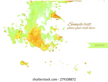 Hand painted green tea traced background. Vector illustration