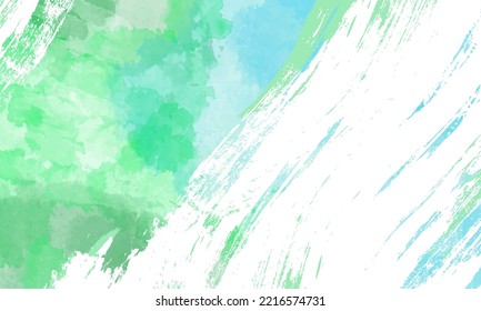 Hand painted green watercolor background with grunge