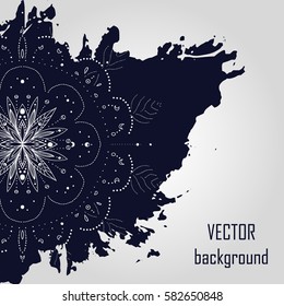 hand painted grunge background with beautiful mandala