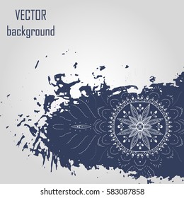 hand painted grunge background with beautiful mandala