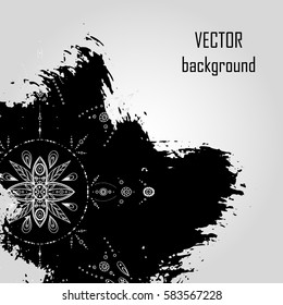 hand painted grunge background with beautiful mandala