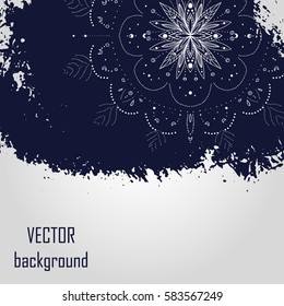 hand painted grunge background with beautiful mandala