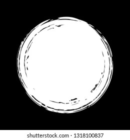 Hand painted grunge circle. Black round blob hand drawn with ink brush. Vector illustration