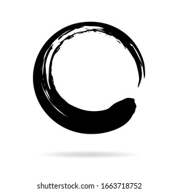 Hand painted grunge circle. Black round blob hand drawn with ink brush. Vector illustration